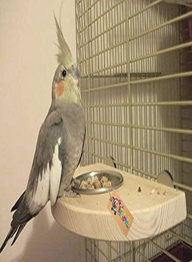 Western Era Natural Wood Birds Platform, Corner Platform, Perc, Stand Bird Toy for with Cup for Birds (8.5 Inches) - Image 3